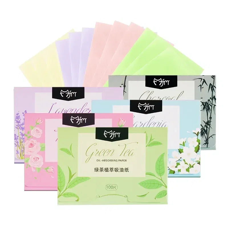 Color: Pink - 100pcs/set Facial Oil Blotting Paper Matte Face Wipes Oil Control Oil-absorbing Face Cleaning Beauty Makeup Tools Accessories