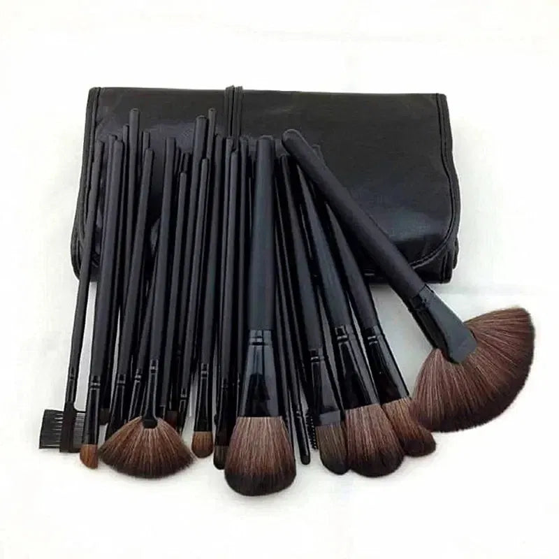 Handle Color: black - Gift Bag Of 24 pcs Makeup Brush Sets Professional Cosmetics Brushes Eyebrow Powder Foundation Shadows Pinceaux Make Up Tools