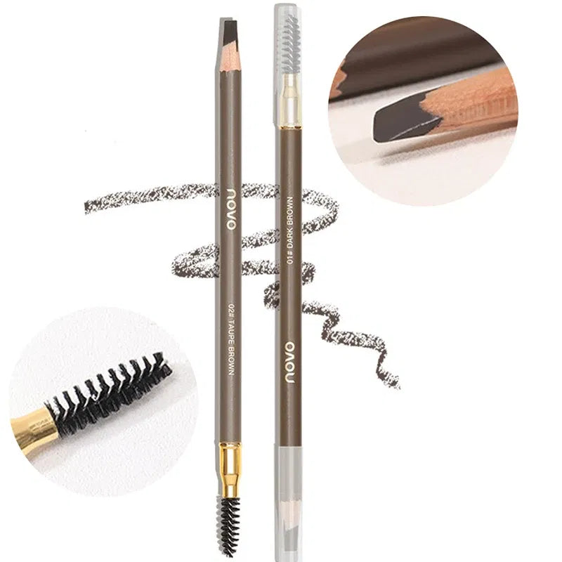 Color: light yellow - Waterproof Eyebrow Pen with Brush 7 Colors Natural Lasting Non-caking Eyebrow Pencil Outlining Wild Brow Korean Makeup Cosmetics