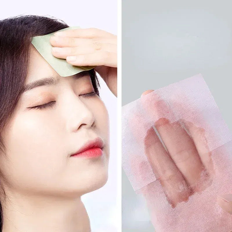 Color: Pink - 100pcs/set Facial Oil Blotting Paper Matte Face Wipes Oil Control Oil-absorbing Face Cleaning Beauty Makeup Tools Accessories