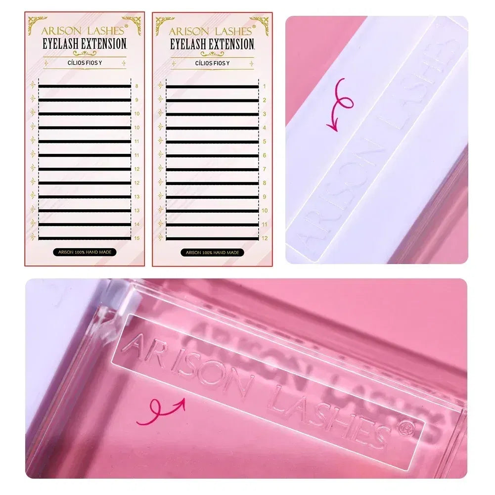 Color: Gold, Curl: D, Thickness: 0.07mm, Length: MIX - ARISON YY Lashes and 3D/4D/5D W Shape Lashes Brasileiro Premade Volume Eyelashes Extension Soft Thin Easily Grafting Extension