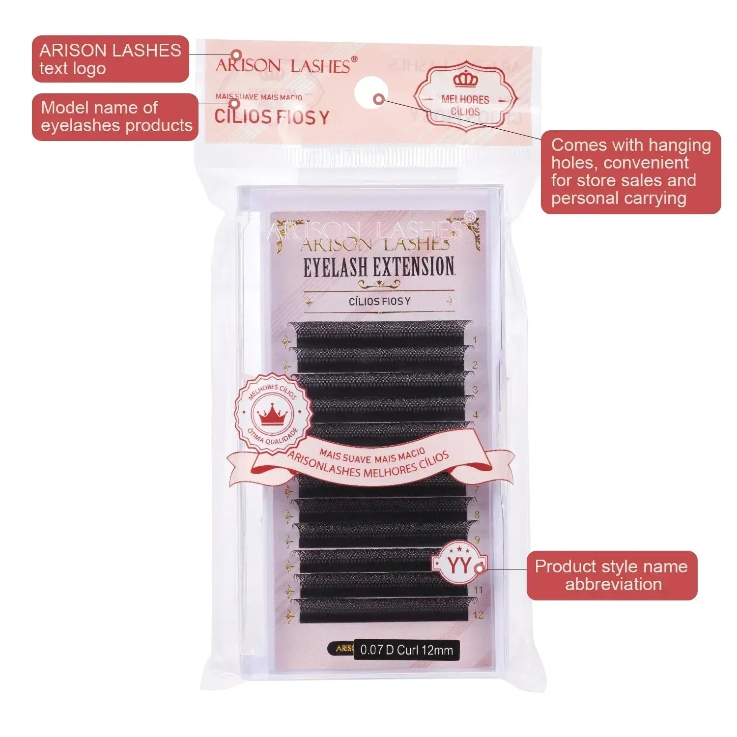 Color: Gold, Curl: D, Thickness: 0.07mm, Length: MIX - ARISON YY Lashes and 3D/4D/5D W Shape Lashes Brasileiro Premade Volume Eyelashes Extension Soft Thin Easily Grafting Extension