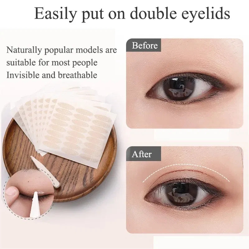Color: Clear - Clear Beige Stripe Self-adhesive Natural Eye Tape Makeup Tool Invisible Double Fold Eyelid Lace Paste Eyelid Tape Sticker 240pcs