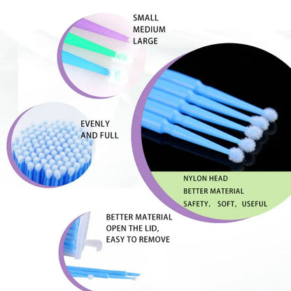 Color: GRAY - 500pcs/lot Eyelash Extension Cleaning Swabs Lash Lift Glue Remover Applicators Microblade Makeup Micro Brushes Tool