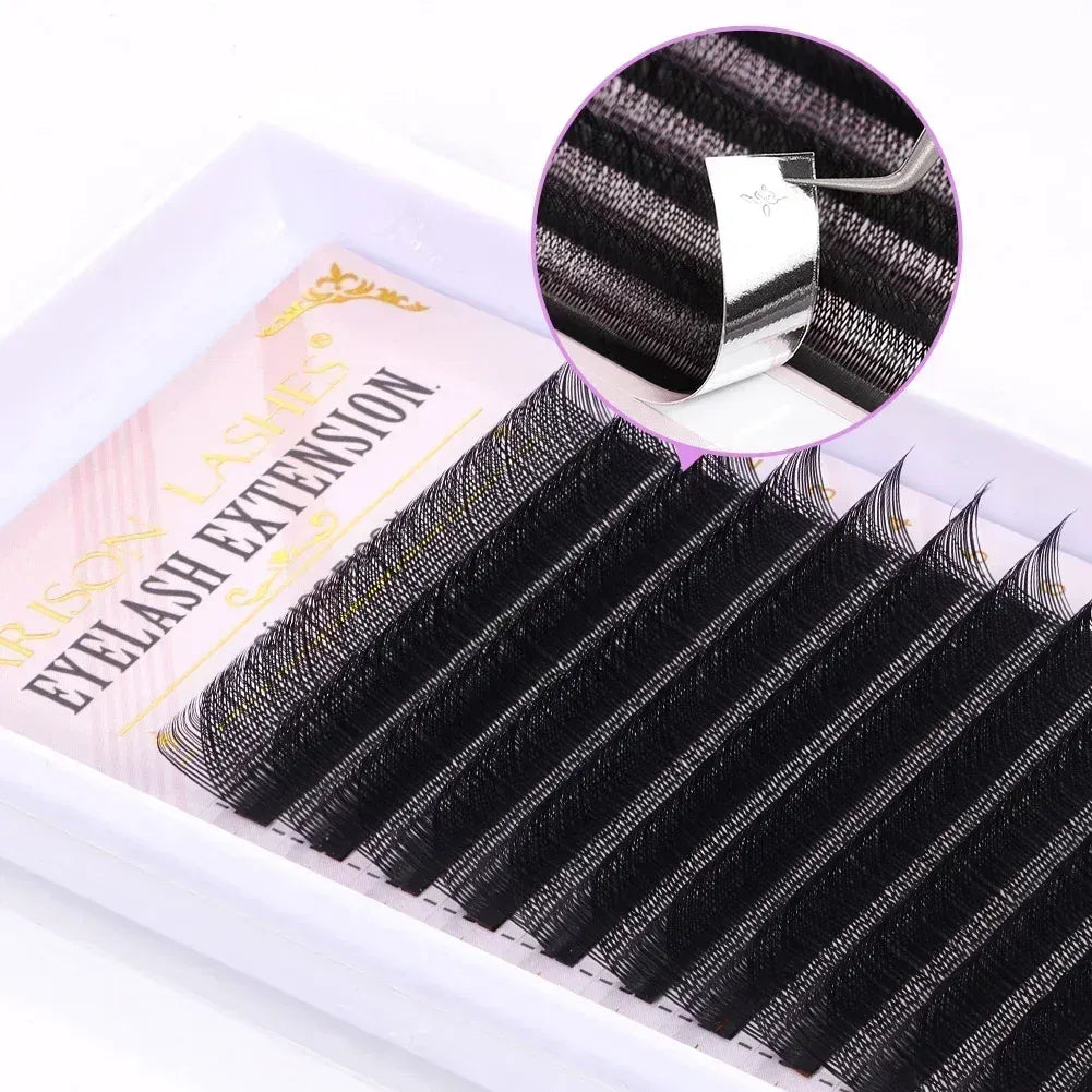 Color: Gold, Curl: D, Thickness: 0.07mm, Length: MIX - ARISON YY Lashes and 3D/4D/5D W Shape Lashes Brasileiro Premade Volume Eyelashes Extension Soft Thin Easily Grafting Extension