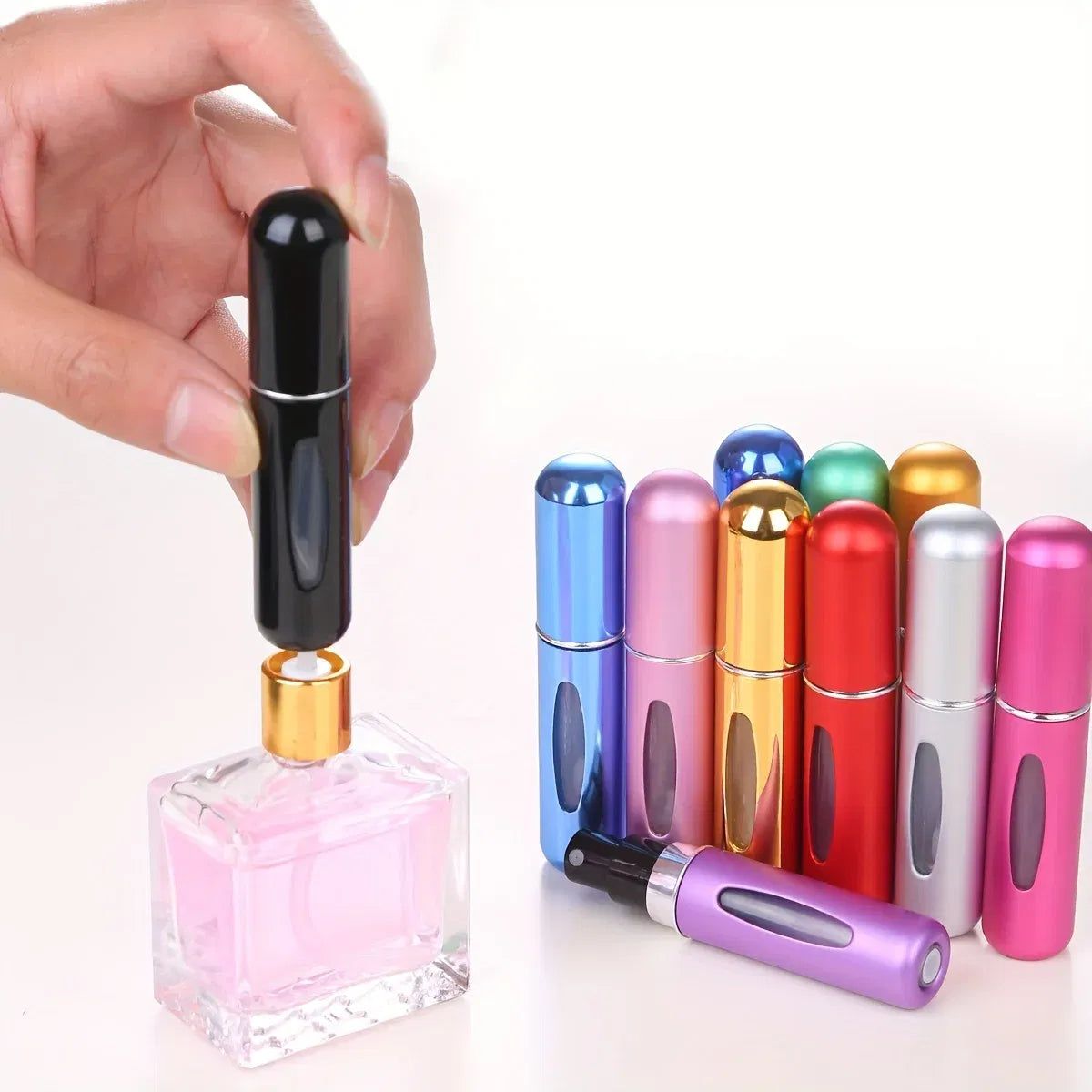 Color: Burgundy - 5ml Perfume Refill Bottle Portable Mini Refillable Spray Jar Scent Pump Empty Cosmetic Containers Atomizer for Travel Tool Hot