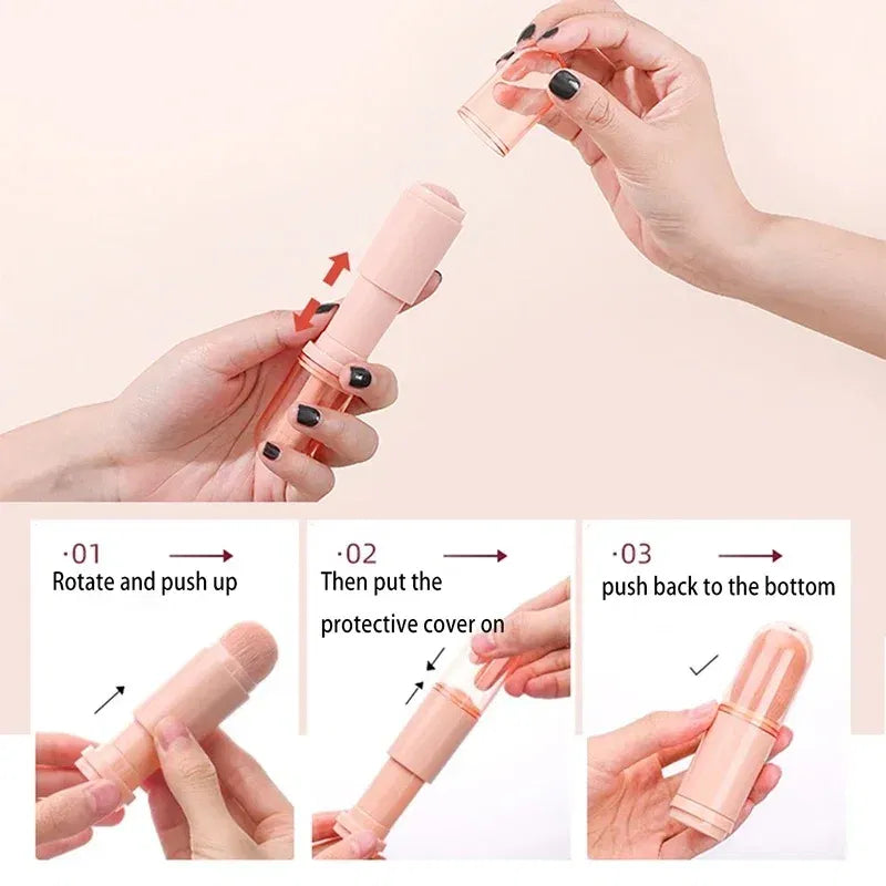 Handle Color: green - 4pcs/set 4 In 1 Telescopic Makeup Brush Portable Travel Makeup Brushes Set Eyeshadow Loose Powder Mini Makeup Brush Beauty Tools