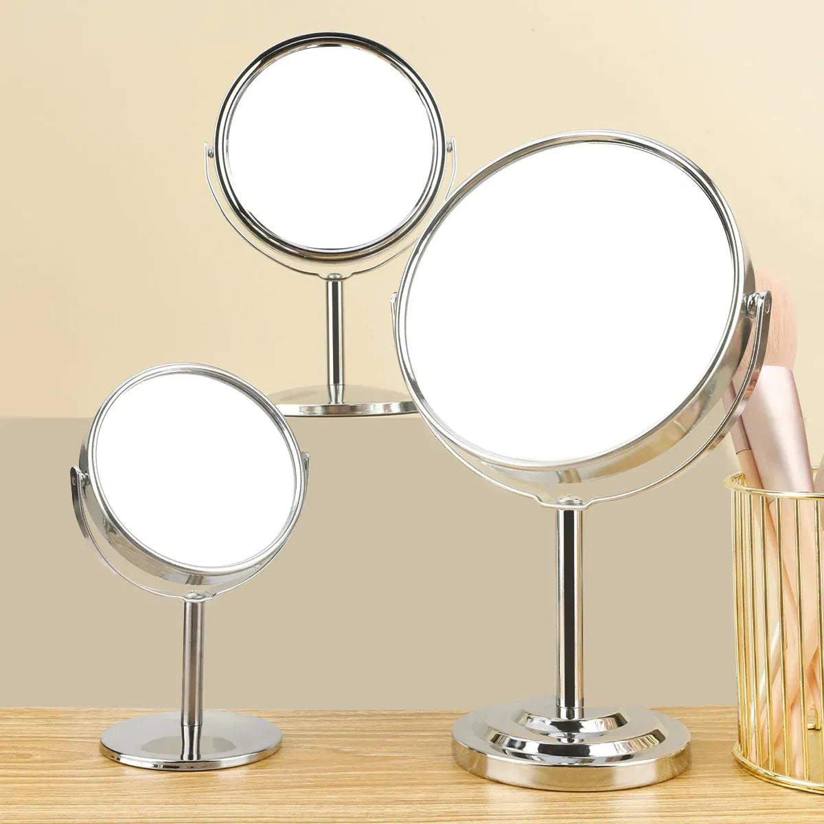 Color: Red - 3/4/5in Double-Side Makeup Mirror With 2X Magnification Clear Reflection And Easy To Carry Desktop Vanity Mirror With Stand