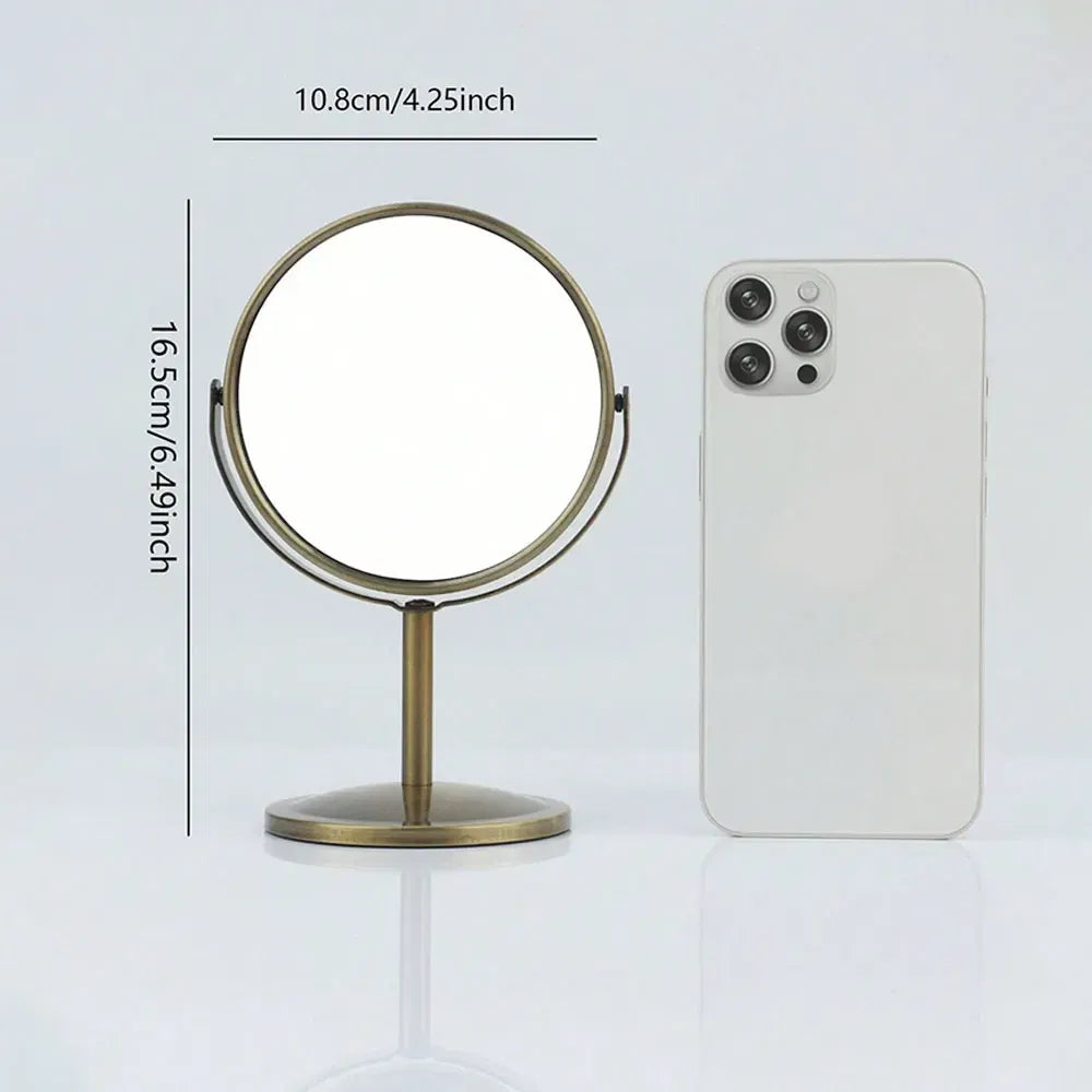 Color: GRAY - 3/4/5in Double-Side Makeup Mirror With 2X Magnification Clear Reflection And Easy To Carry Desktop Vanity Mirror With Stand