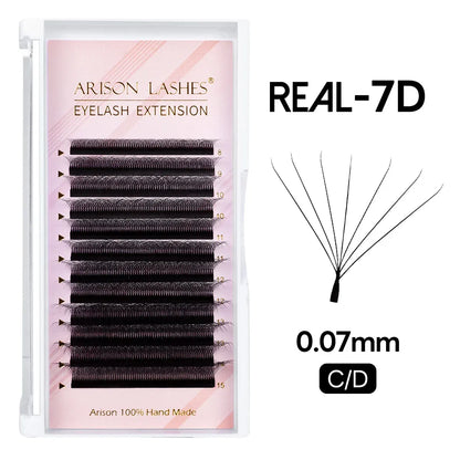 Color: Gold, Curl: D, Thickness: 0.07mm, Length: MIX - ARISON YY Lashes and 3D/4D/5D W Shape Lashes Brasileiro Premade Volume Eyelashes Extension Soft Thin Easily Grafting Extension