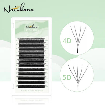 Color: Dark Brown, Curl: L, Thickness: 0.07mm, Length: 15mm - NATUHANA W-Shaped 4D 5D Volume Eyelash Extensions Premade Volume Fans W Shape Lashes Natural Soft False Eyelashes for Makeup