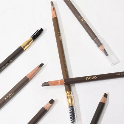 Color: light yellow - Waterproof Eyebrow Pen with Brush 7 Colors Natural Lasting Non-caking Eyebrow Pencil Outlining Wild Brow Korean Makeup Cosmetics
