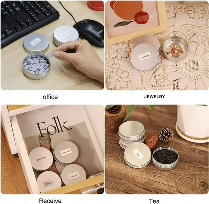 Color: light yellow, Specifications: 5ml, Material: Plastic - 20pcs 5g - 100g Metal Round Tins Aluminum Empty Silver Cans With Screw Lid Balm Nail Art Makeup Cream Jar Storage Box