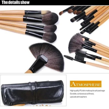 Handle Color: black - Gift Bag Of  24 pcs Makeup Brush Sets Professional Cosmetics Brushes Eyebrow Powder Foundation Shadows Pinceaux Make Up Tools
