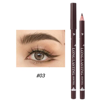 Color: light yellow - Waterproof Eyebrow Pen with Brush 7 Colors Natural Lasting Non-caking Eyebrow Pencil Outlining Wild Brow Korean Makeup Cosmetics