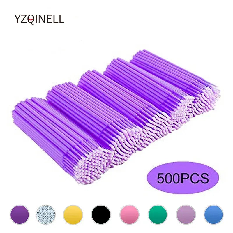 Color: GRAY - 500pcs/lot Eyelash Extension Cleaning Swabs Lash Lift Glue Remover Applicators Microblade Makeup Micro Brushes Tool