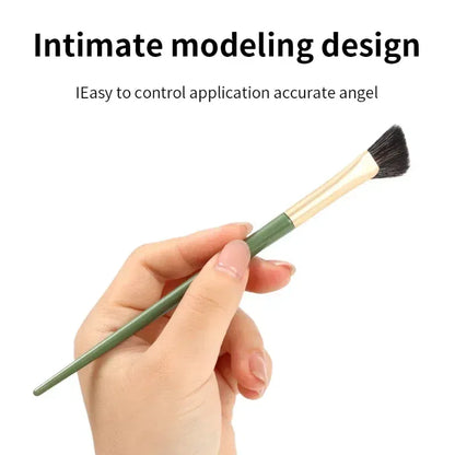 Handle Color: Green - New Half Fan-shaped Nose Shadow Brush Soft Angled Flat Head Noses Contour Smudge Makeup Brushes Highlighter Blush Cosmetics Tool