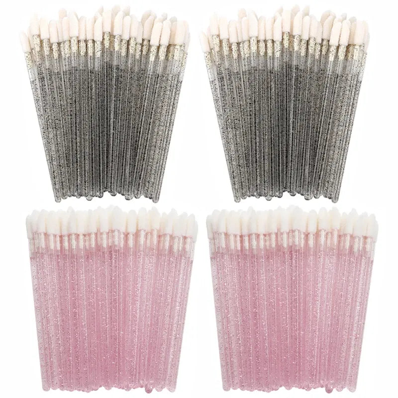 Handle Color: Brown - 100/300PCS Disposable Lip Brush Makeup Brushes Lipstick Applicator Wands Wholesale Eyelashes Extension Tool Beauty Accessories